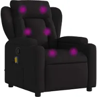 Syfax Schwarzer Stoff Massagesessel mit 6-Punkt-Vibrationsmassage, manueller Liegefunktion, Getränkehalter, Seitentasche, 77x94,5x100 cm