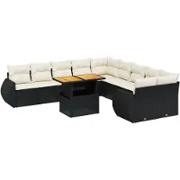 Syfax 11-tlg. Garten-Sofagarnitur mit Kissen Schwarz Poly Rattan