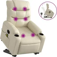 Syfax Massagesessel mit Aufstehhilfe Creme Kunstleder