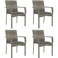 Syfax Gartenstühle mit Kissen 4 Stk. Poly Rattan Grau