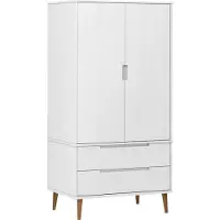 Syfax Kleiderschrank MOLDE Weiß 90x55x175 cm Massivholz Kiefer