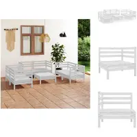 vidaXL 7-tlg. Garten-Lounge-Set Weiß Massivholz Kiefer - Gartenmöbel-Sets