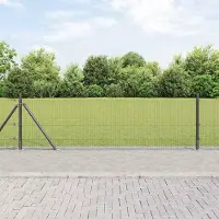 Syfax Geschweißter Drahtzaun mit Betonsockel 25 x 0,6 m Grau Netz