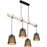 Globo Hängeleuchte Ablona, Länge 85 cm, schwarz/goldfarben, Metall