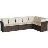 Syfax 7-tlg. Garten-Sofagarnitur mit Kissen Braun Poly Rattan