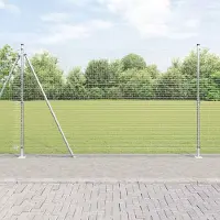 Syfax Geschweißter Drahtzaun mit Betonsockel 25 x 1,4 m Silber Netz