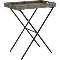 Syfax Tabletttisch Klappbar Grau 65x40x75 cm Poly Rattan