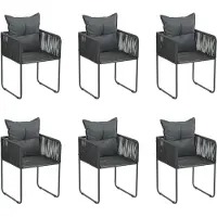 Syfax Gartenstühle 6 Stk. mit Kissen Poly Rattan Schwarz