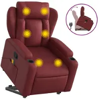Syfax Massagesessel mit Aufstehhilfe Weinrot Kunstleder