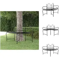 vidaXL Baumbank 150 cm Schwarz Stahl - Gartenbänke