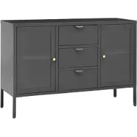 Syfax Sideboard Anthrazit 105x35x70 cm Stahl und Hartglas