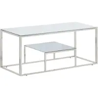 Syfax Couchtisch Silbern Edelstahl und Hartglas