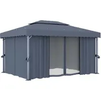 Syfax Pavillon mit Vorhang 4x3 m Anthrazit Aluminium