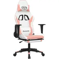 Syfax Gaming-Stuhl mit Fußstütze Weiß und Rosa Kunstleder