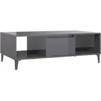 Syfax Couchtisch Hochglanz-Grau 103,5x60x35 cm Holzwerkstoff