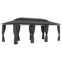 Syfax Pavillon mit Vorhängen 600x298x270 cm Anthrazit
