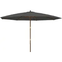 Syfax Gartenschirm, UV-Schutz, Hartholz-Mast Teak-Optik, Polyester Bezug, Seilzugsystem, Belüftung, Anthrazit, 400x273 cm