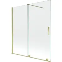 Mexen Velar Badewannen-Paravent, 2-flügelig, schiebbar, 150 x 150 cm, transparent, gold - 896-150-000-01-50