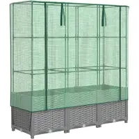 Syfax Hochbeet mit Gewächshaus-Aufsatz Rattan-Optik 120x40x138 cm