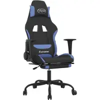 Syfax Gaming-Stuhl mit Fußstütze Schwarz und Blau Stoff