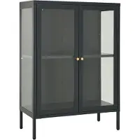 Syfax Sideboard Anthrazit 75x35x105 cm Stahl und Glas