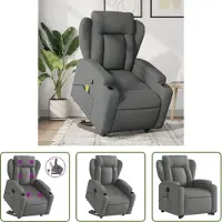 The Living Store Massagesessel mit Aufstehhilfe Dunkelgrau Stoff