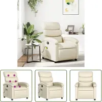 The Living Store Massagesessel Creme Kunstleder