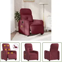 The Living Store Massagesessel Elektrisch Weinrot Stoff
