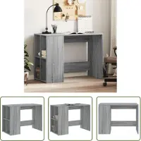 The Living Store Schreibtisch Grau Sonoma 102x50x75 cm Holzwerkstoff