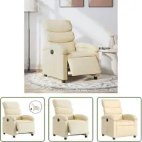 The Living Store Relaxsessel Elektrisch Creme Stoff