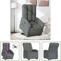 The Living Store Elektrischer Massagesessel mit Aufstehhilfe Dunkelgrau Stoff