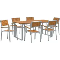 Syfax Garten Essgruppe 7 stk. Grau Massivholz Akazie