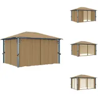 vidaXL Pavillon mit Vorhang 400x300 cm Taupe Aluminium - Pavillons & Partyzelte