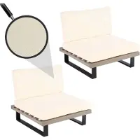 Mendler 2er-Set Lounge-Sessel HWC-H54, Garten-Sessel, Spun Poly Akazie Holz Alu grau, Polster cremeweiß