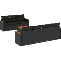 Syfax 8-tlg. Garten-Sofagarnitur mit Kissen Schwarz Poly Rattan