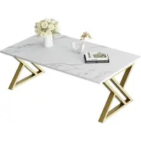 Sonstiges Wohnzimmertisch Teetisch rechteckig goldfarbenes Metall 100 x 40 x 45 cm