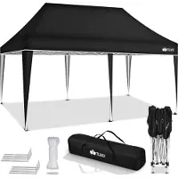Tillvex Pavillon 3x6m Schwarz wasserdicht | Pop-Up Faltpavillon höhenverstellbar | Gartenzelt UV Schutz 50+ | Partyzelt mit Tasche für Garten