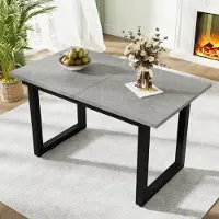 Flieks Esszimmertisch Rechteckig, Küchentisch Esstisch Ausziehbar, Holztisch Bartisch Stehtisch mit Metallbeinen, 140/180x80x75cm, Grau