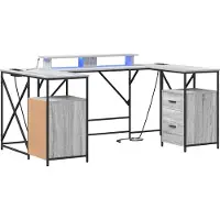 Syfax Schreibtisch Graues Sonoma Holzwerkstoff 182 x 101 x 87,5 cm