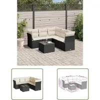 The Living Store 6-tlg. Garten-Sofagarnitur mit Kissen Schwarz Poly Rattan