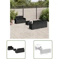 The Living Store 6-tlg. Garten-Sofagarnitur mit Kissen Schwarz Poly Rattan