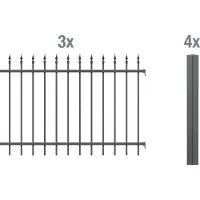GAH Alberts Metallzaun ALBERTS "Chaussee", schwarz (anthrazit, zum einbetonieren), H:120cm, Aluminium, Zaunelemente, Metallzaun, Höhe: 100 und 120 cm, verschiedene Längen
