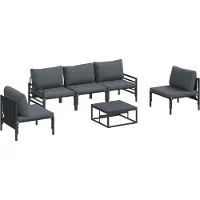 Syfax Gartensofa-set 6 stk. Schwarz Stahl