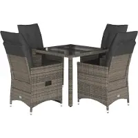 Syfax 5-tlg. Garten-Essgruppe mit Kissen Grau Poly Rattan