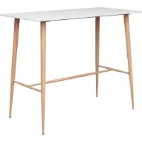 Syfax Bartisch Weiß, 120 cm breit, 60 cm tief, 105 cm hoch, mit Holzoptik-Beinen