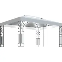 Syfax Pavillon mit Doppeldach & LED-Lichterkette 3x4 m Weiß
