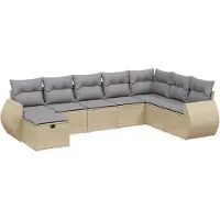 Syfax 8-tlg. Garten-Sofagarnitur mit Kissen Beige Poly Rattan