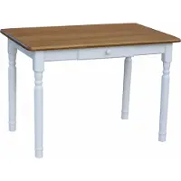 Koma Tools Weißer Tisch II mit Schublade aus massivem Kiefernholz mit Tischplatte in der Farbe Eiche 110 x 80 cm