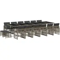 Syfax 17-tlg. Garten-Essgruppe mit Kissen Grau Poly Rattan