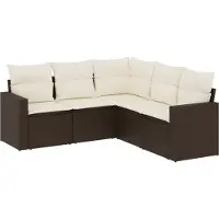 Sonstiges 5-tlg. Garten-Sofagarnitur mit Kissen Braun Poly Rattan